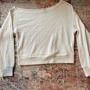 SHEIN Size 4 off the shoulder boat neck white crop top sweater